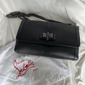 Christian Louboutin Sweet Charity Large Gaia Calf Leather Shoulder Bag Black